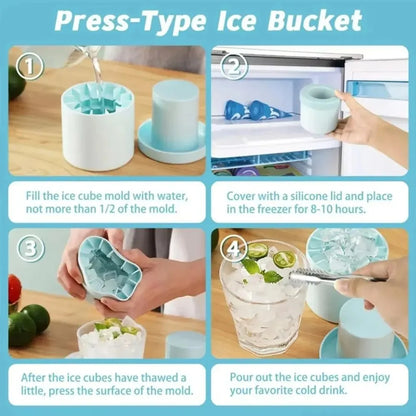Silicone Ice Cube Mold Round Ice Bucket Summer Homemade DIY Refrigerator Freeze Ice Maker Creative Ice Cube Mold Barware Tools